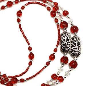 Classic Red, Beaded Lanyard for, Badge, ID Holder, Keychain, Lanyard